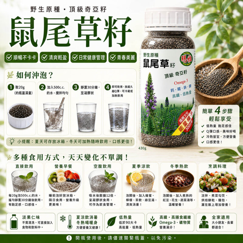亞積生技 鼠尾草籽 頂級奇亞籽 chia seed 減肥 瘦身 吃法
